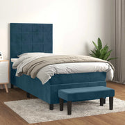 Giroletto a Molle con Materasso Blu Scuro 80x200 cm in Velluto