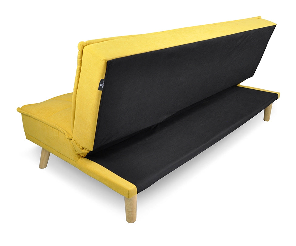 Divano letto clic clac in tessuto vellutato giallo, divano 3 posti - Bart -DL-BA16FBC