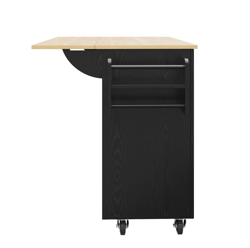 Isola cucina 110x46x90;5 cm pieghevole; in MDF e metallo; nero