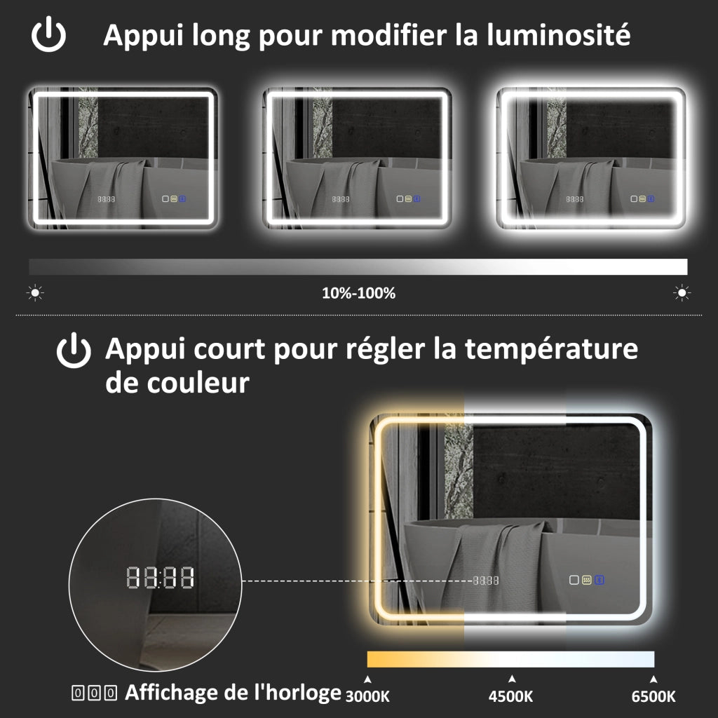 Specchio da Bagno con LED e Bluetooth ¨C Xylo ¨C 50x70 cm Antiappannamento