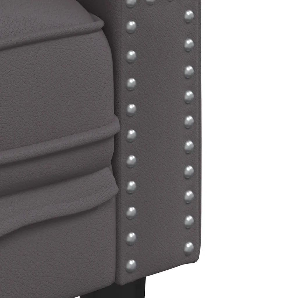 Divano Sedia-Poltrona Chesterfield Grigia in Similpelle