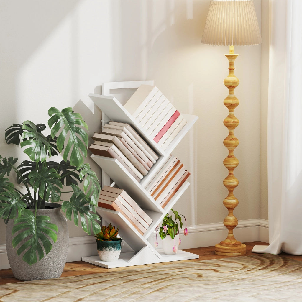 Libreria a Forma di Albero con 5 Ripiani ¨C zephmum ¨C Bianco 50x24x82 cm