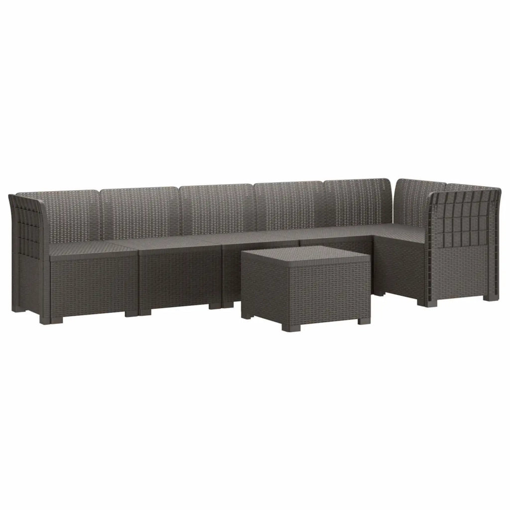 Divano da Giardino 6 Posti Aspetto Rattan PP Grigio Chiaro 3444105