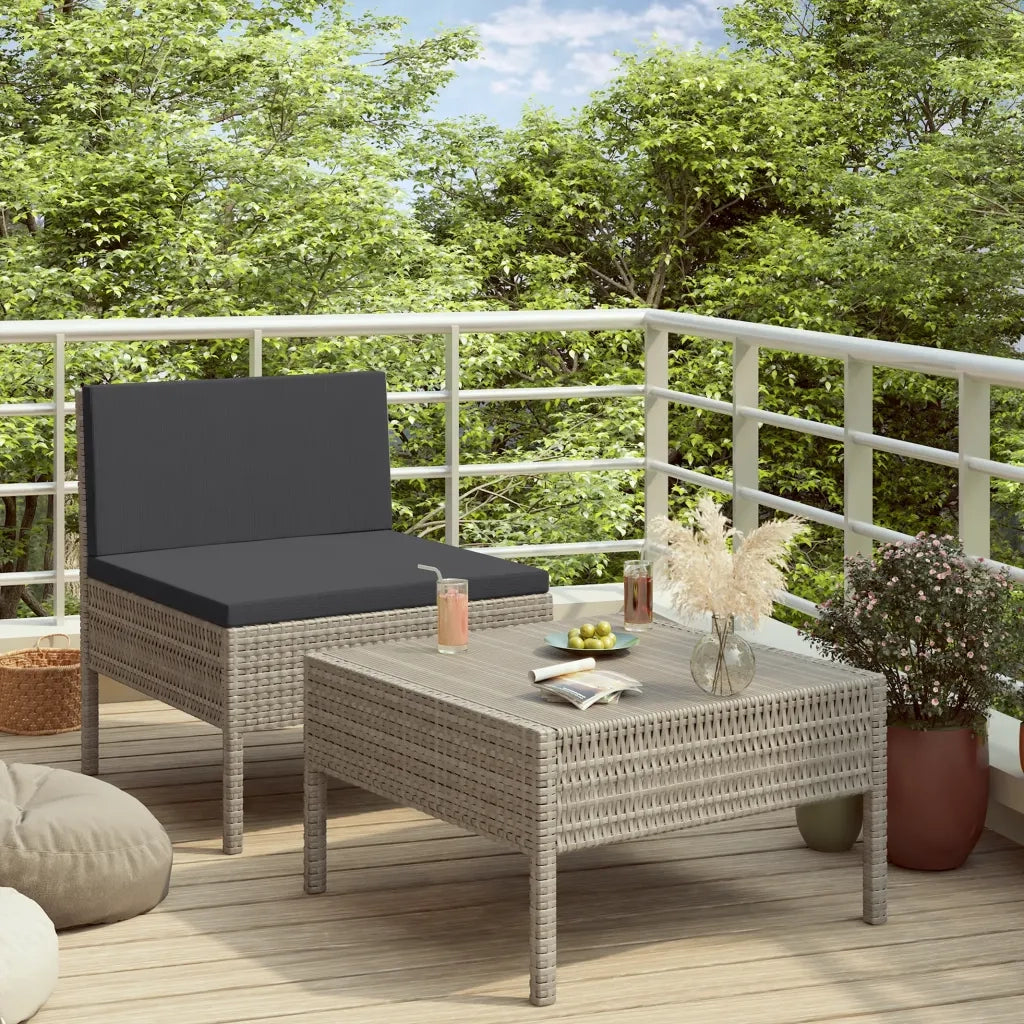 Set Divani da Giardino 2 pz con Cuscini in Polyrattan Grigio 310200