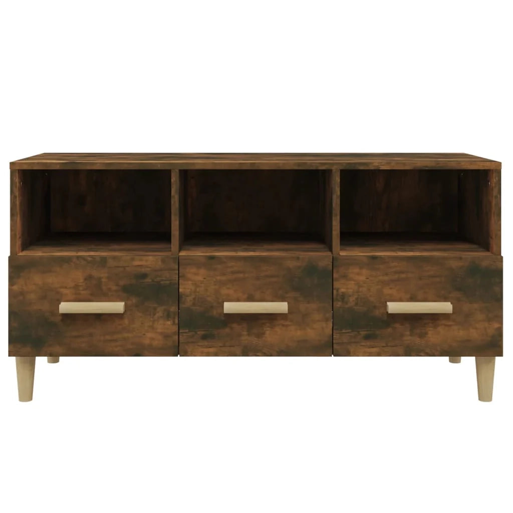Mobile TV multimediale scaffale TV credenza mobile TV sala da pranzo soggiorno camera da letto rovere affumicato 102 x 36 x 50 cm legno ingegnerizzato marrone 02_0027300