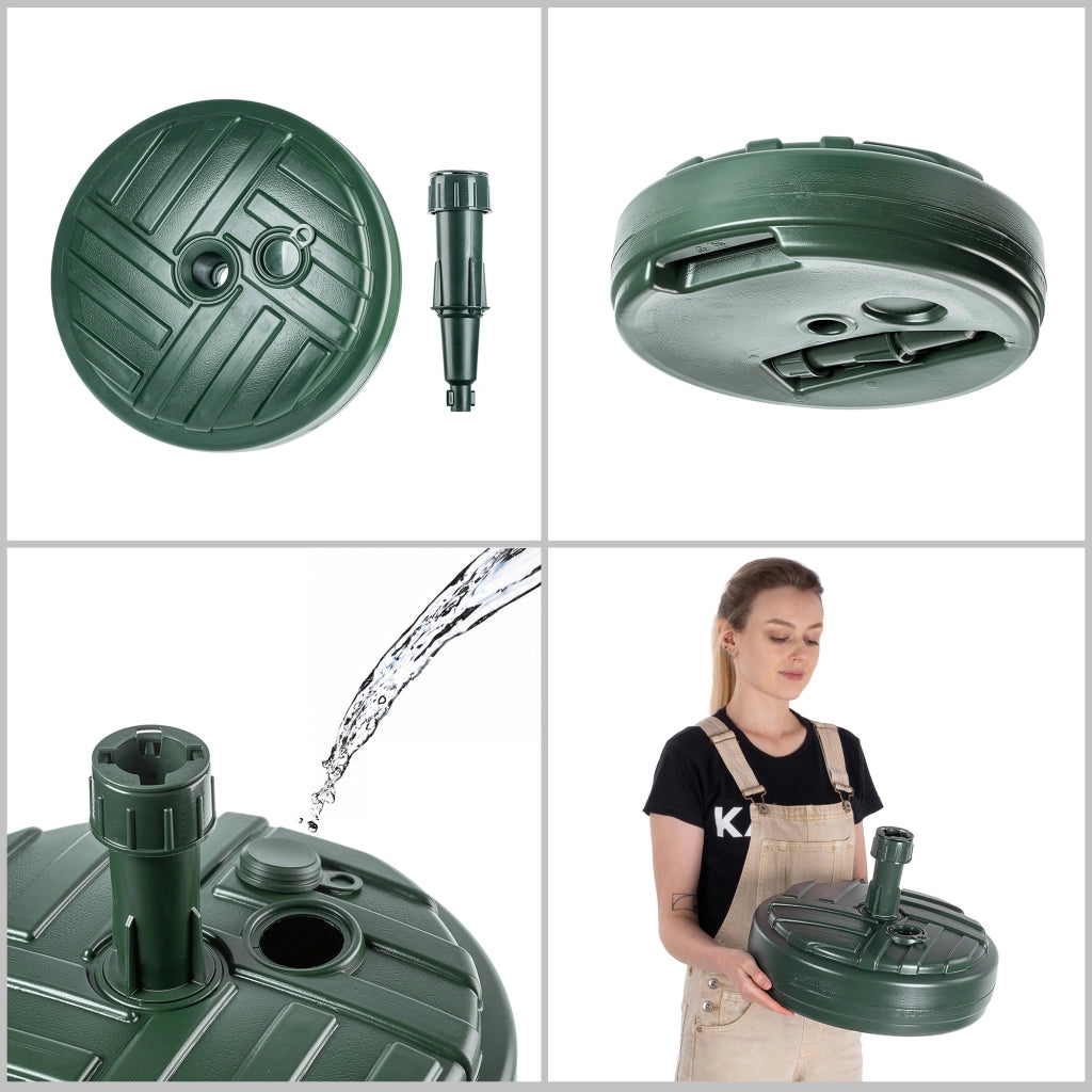 Base per ombrellone da giardino KADAX, rotonda, 39 cm, con peso, verde.