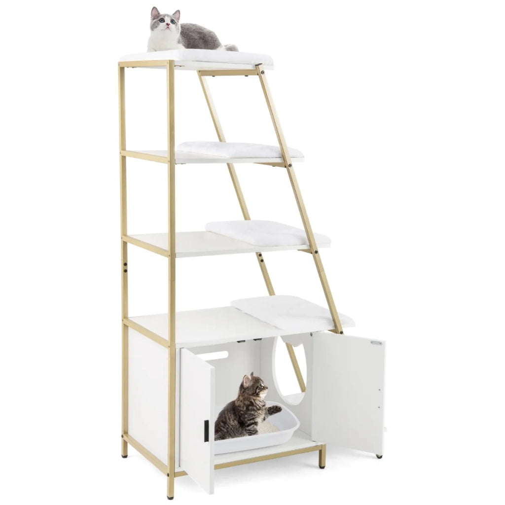 Mobiletto per lettiera 92,5 x 49 x 149 cm ideale per ridurre odori e disordine design moderno in MDF bianco 20_0012775