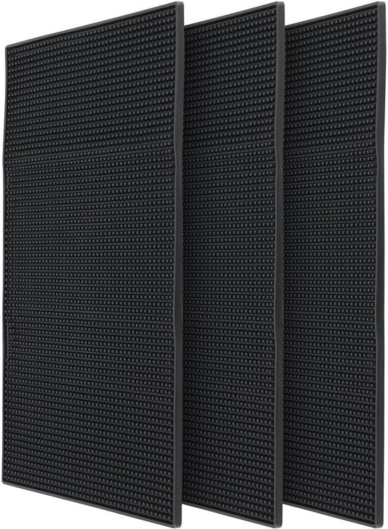 Set da 3 pezzi di asciugamano da bar 45 x 30 cm, asciugamano da bar in gomma antiscivolo nero, asciugamano da bar per cucina, caffè, ristorante