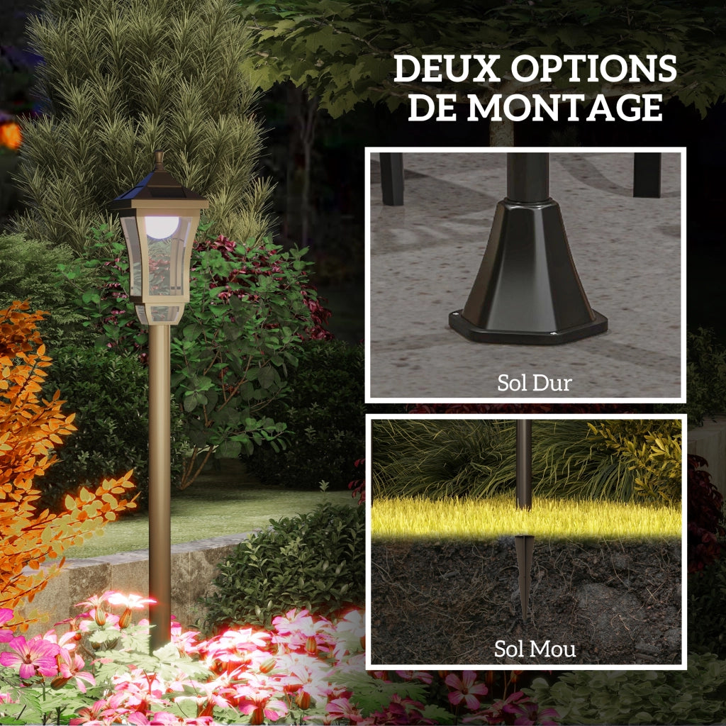 Lampada da giardino solare a LED classica ¨C zephmum ¨C nero 15x15x127 cm