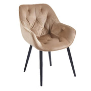 POLTRONA IN VELLUTO MARRONE CON PIEDI IN METALLO NERO DIMENSIONI 59X65X85