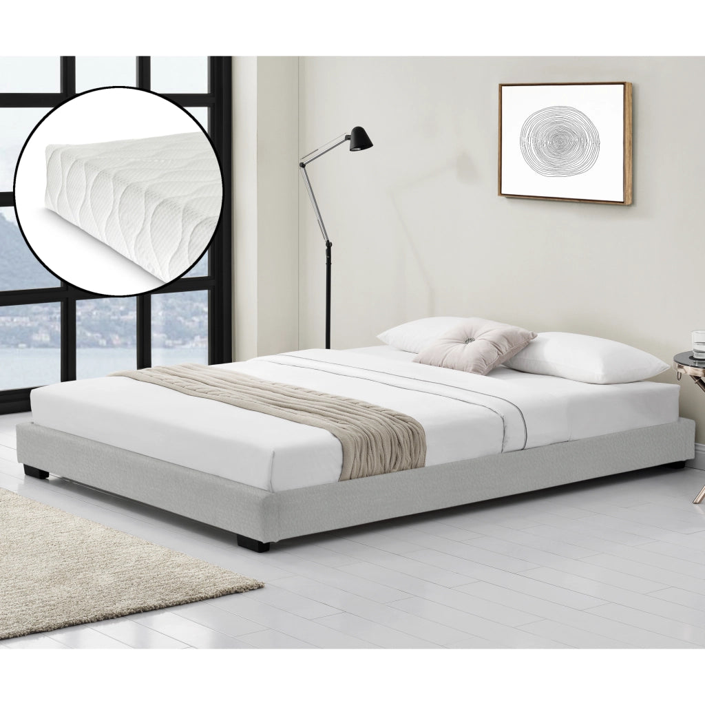 Corium Struttura Letto Imbottito con Materasso a Schiuma Fredda 140 x 200 cm Letto 1 piazza e mezza con Rivestimento in Similpelle con Materasso Anallergico - Bianco
