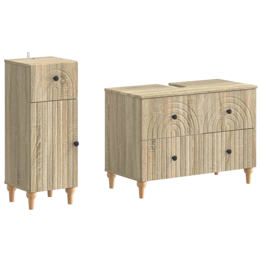 Set di Armadi da Bagno da 2 Pezzi ALKMAAR Rovere Sonoma 3417668