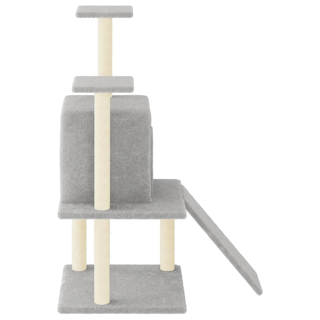Tiragraffi per gatti torre per arrampicata giocattolo piattaforma per arrampicata con tiragraffi in sisal leggero 110 cm grigio 02_0022548