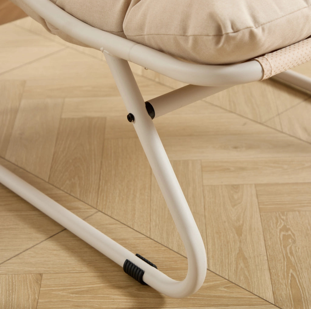 Poltrona lounge da esterno con pouf 65x78x86 cm in acciaio beige