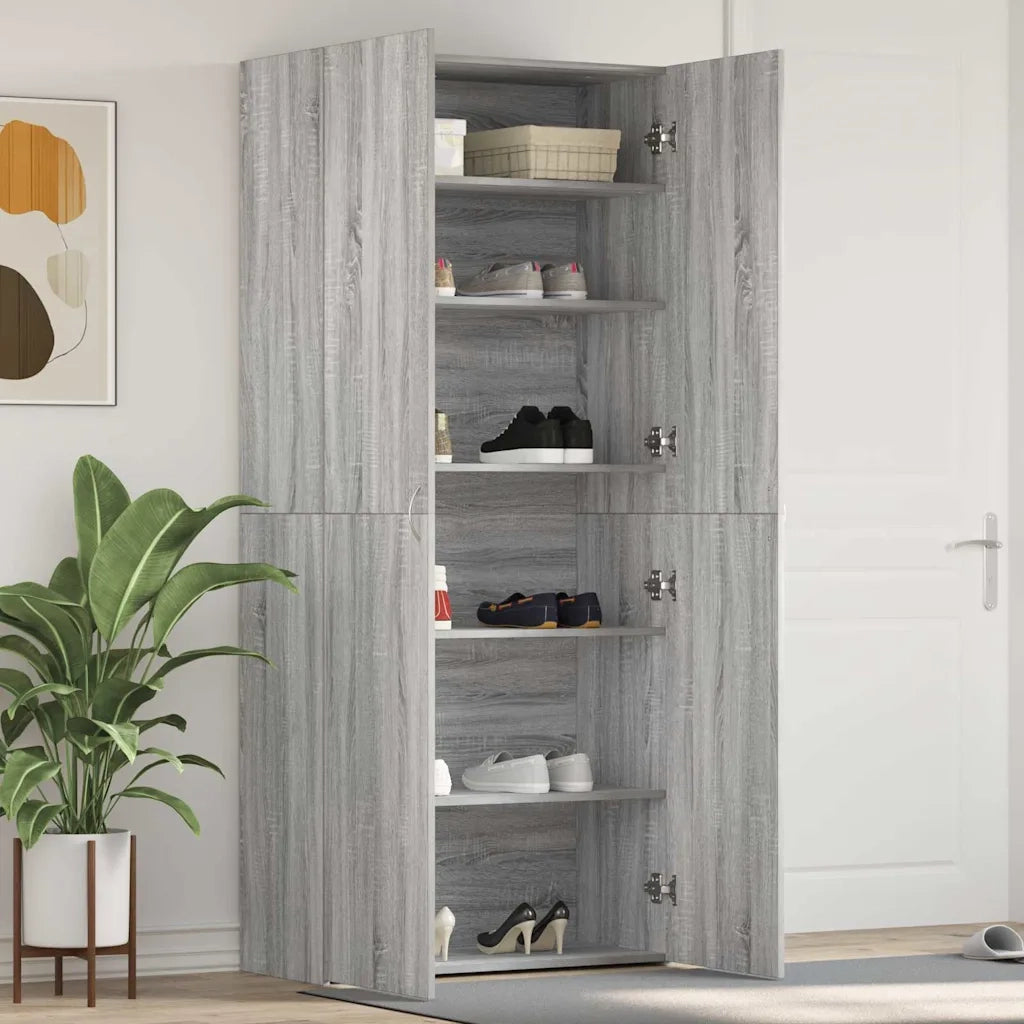 Mobile per scarpe-Scarpiera Grigio 80 x 35.5 x 180 cm Legno multistrato 754339