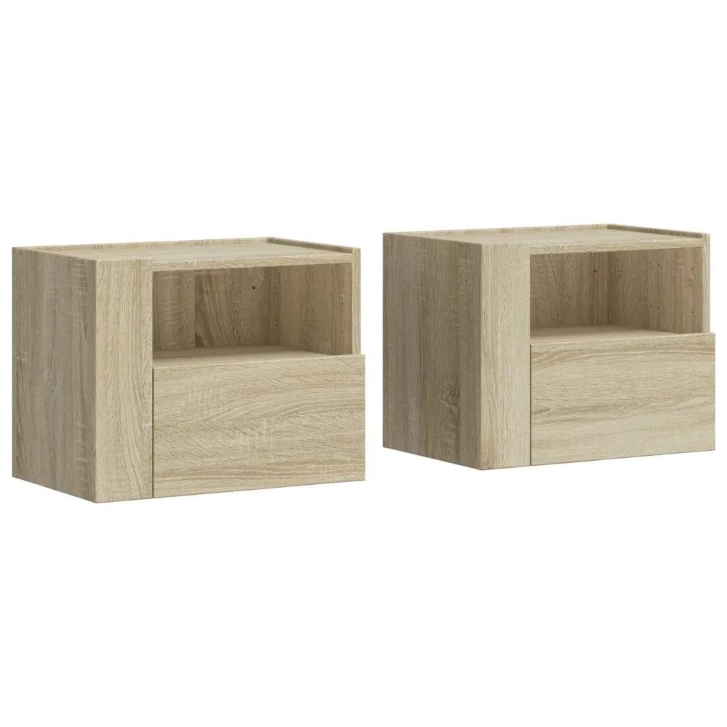 Comodini a Muro 2 pz-Set di 2 Tavolino da notte Rovere Sonoma 45x30x35 cm 384546