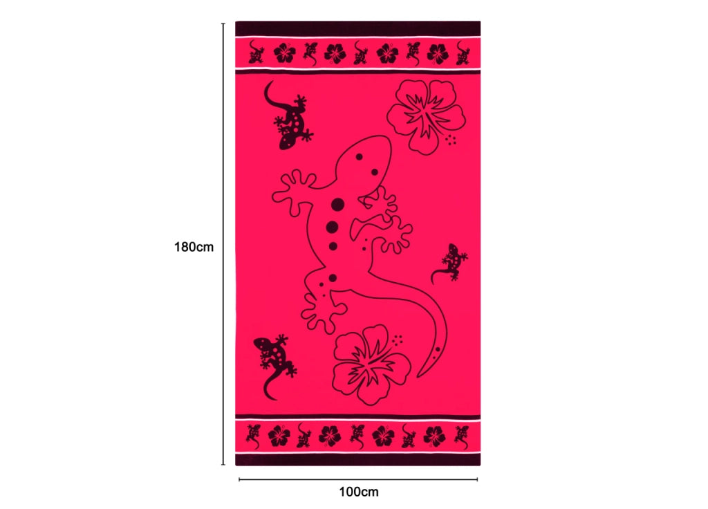 Telo Mare Grande 100x180 Spugna Spiaggia Piscina Maui Big Geko D11 - Telo Mare - Fucsia