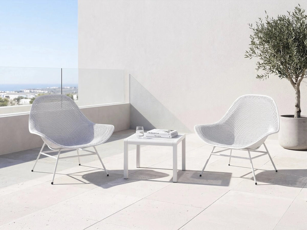 Set di 2 poltrone da giardino "Soléna" con tavolino - Bianco