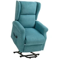 Poltrona Alzapersona Reclinabile a 135° con Poggiapiedi e Telecomando, in Tessuto Blu, 74x94x111 cm