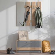 Viggiano, Mobile da Ingresso Specchio Incluso, 91.5x28x202h cm Nero Antracite