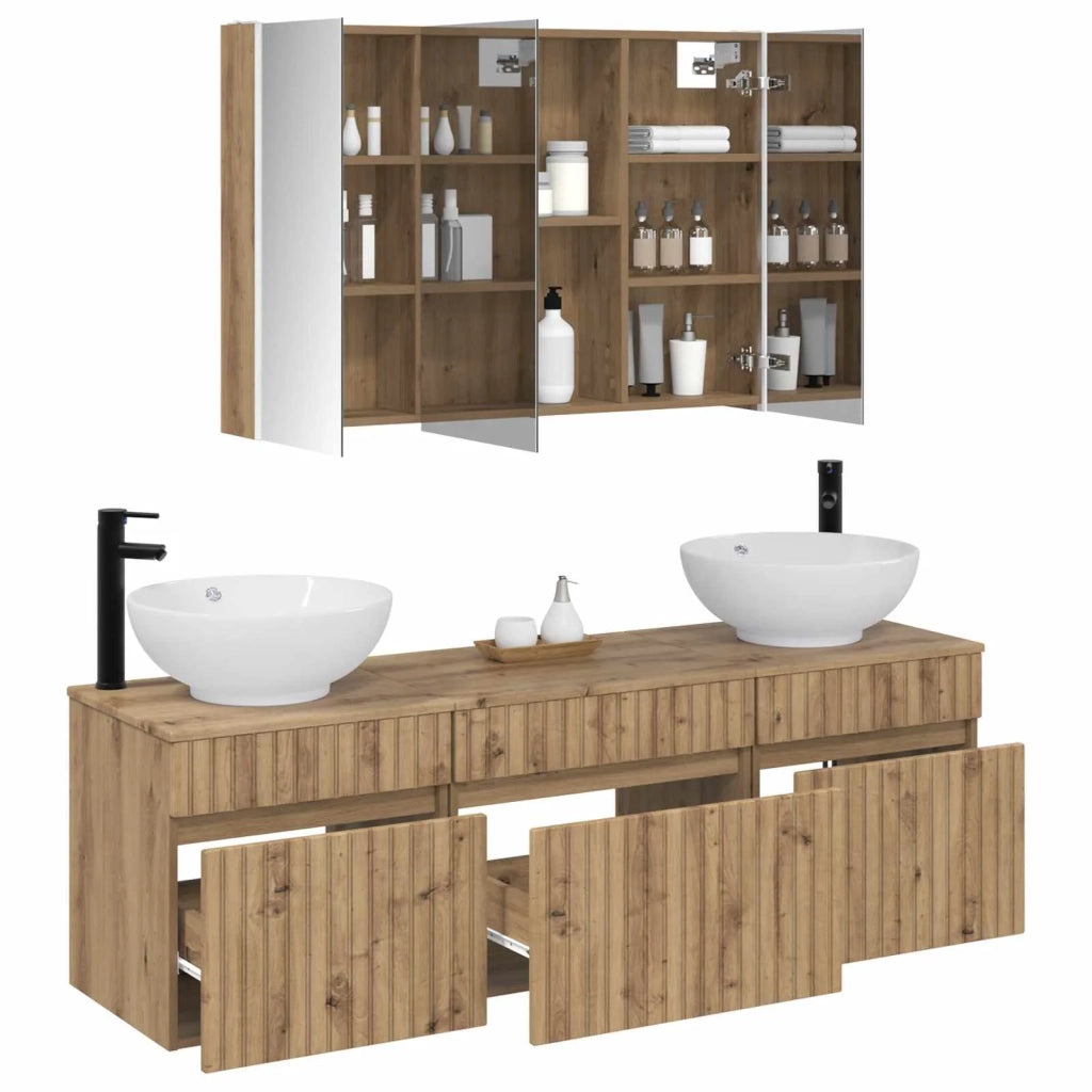 Set di Armadi da Bagno 4 pcs Rovere Artigianale 3406630