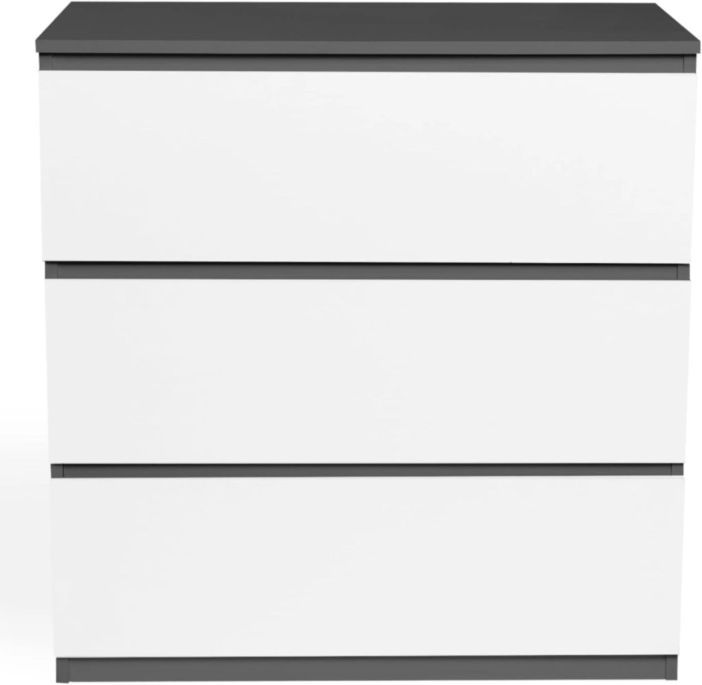 Cassettiera a 3 cassetti TOMI legno bianco e grigio