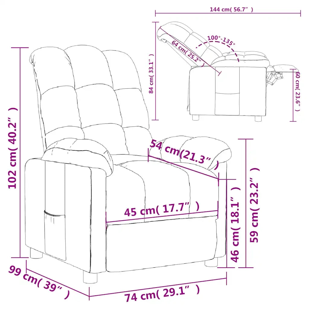 Poltrona | Sedia Relax Reclinabile in Tessuto Nero
