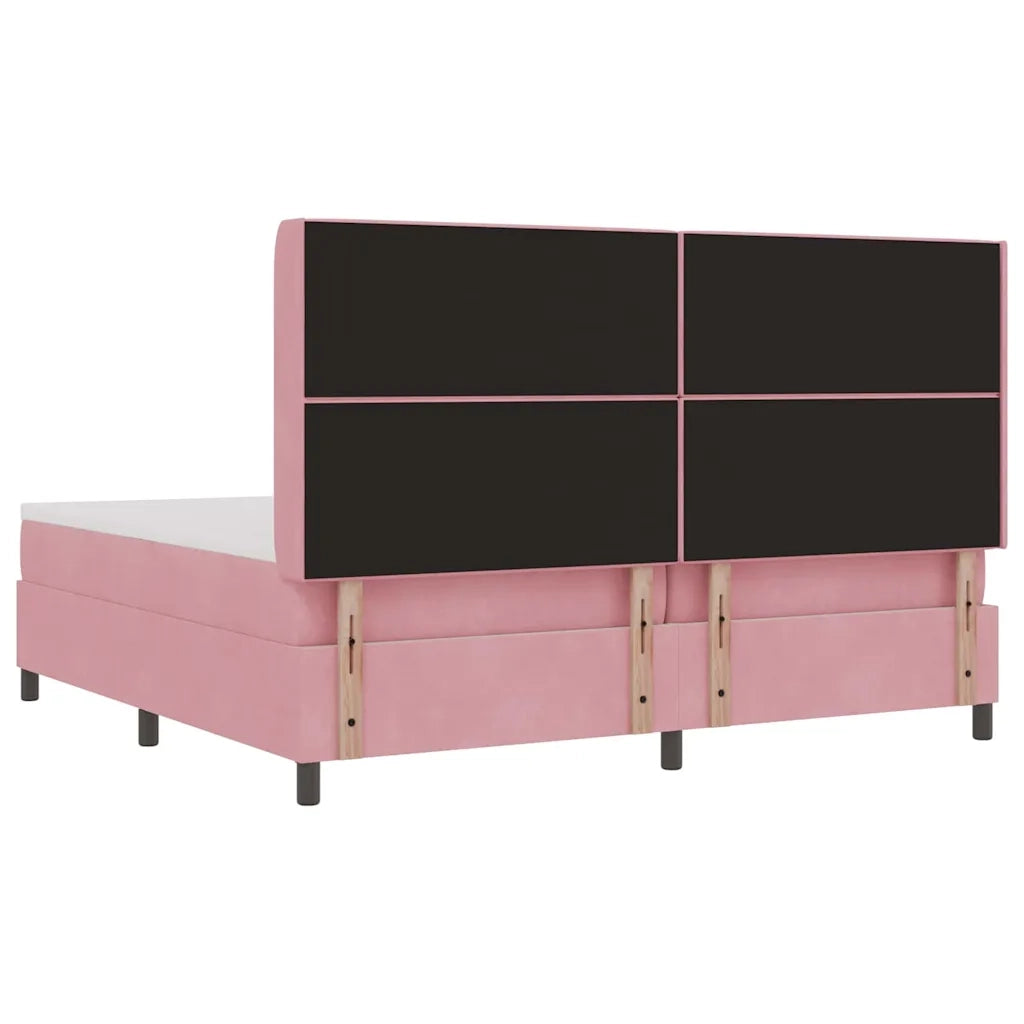 Letto a molle con materasso Rosa 200 x 200 cm Velluto 3341977