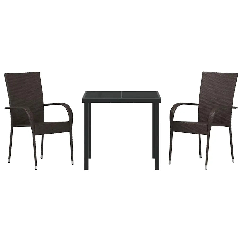 Set da Pranzo per Giardino 3 pcs Marrone 3379394