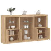 Credenza con Luci LED-Buffet-Armadio da cucina Rovere Sonoma 181,5x37x100 cm 558218