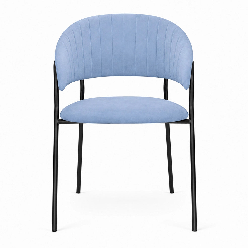 Sedie da sala da pranzo set da 2 Aurelia in velluto celeste con gambe nere