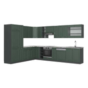 Cucina angolare completa Fame-Line Verde-oro rustico/Antracite 347 x 60 cm, PL Marmo Vicco