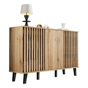 Credenza con 3 ante e 6 vani per soggiorno e ingresso in truciolare 150×40×95 cm rovere naturale