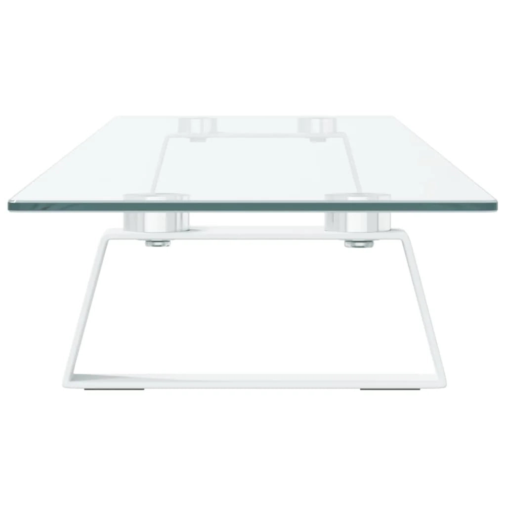 Supporto per monitor mobile da scrivania 100 x 20 x 8 cm vetro temperato e metallo bianco 02_0044823