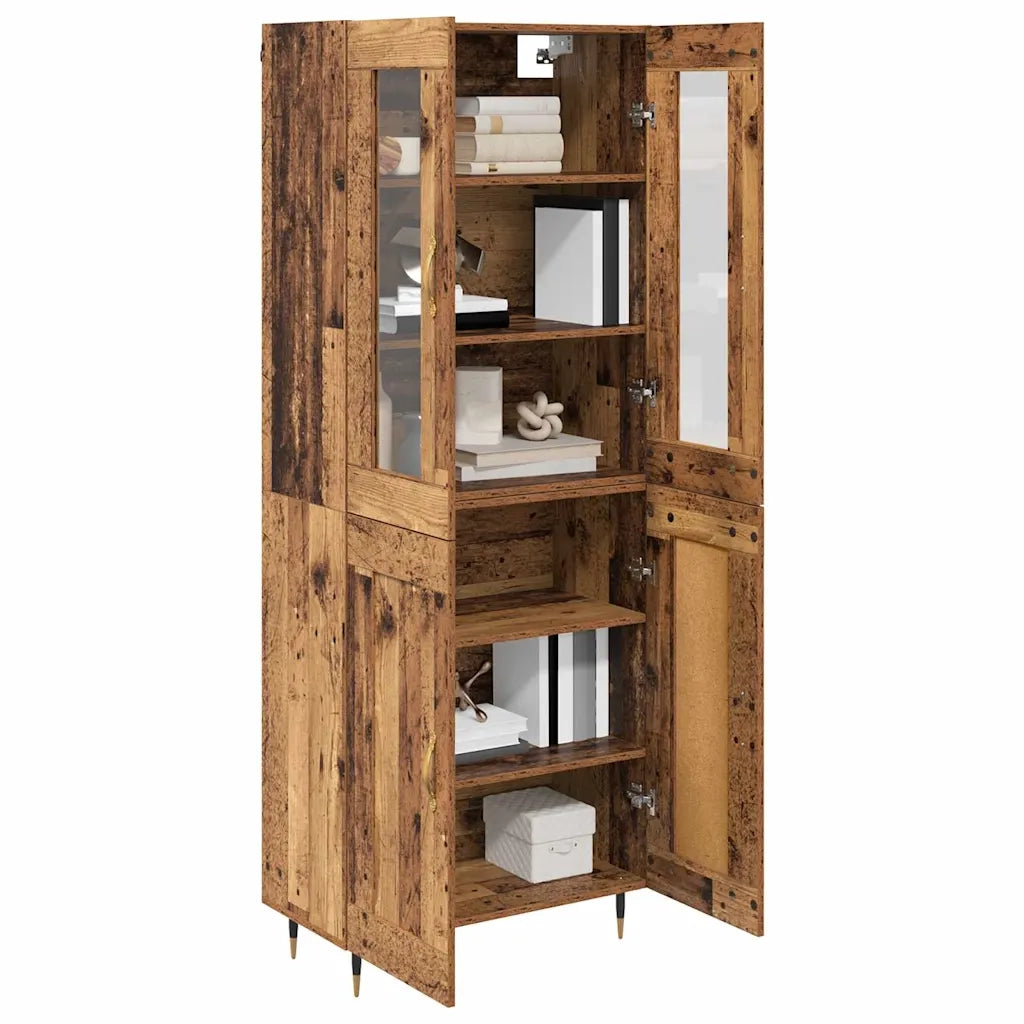 Credenza 2 pz-Set di 2 Buffet-Armadio da cucina Legno vecchio 69,5 x 34 x 180 cm 874364