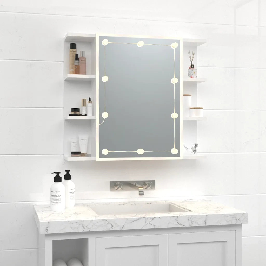 Mobile a Specchio con LED Bianco Lucido 70x16,5x60 cm 808879