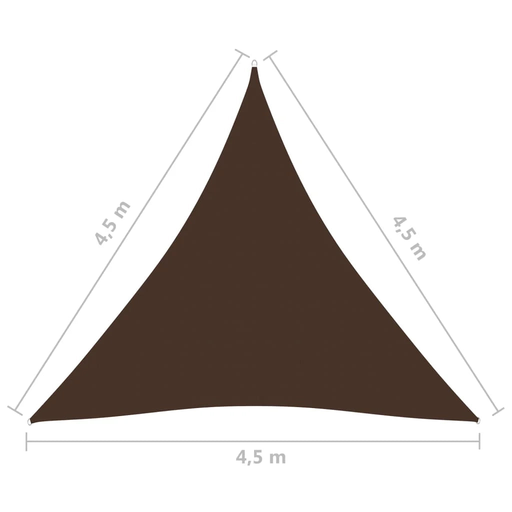 Vela ombreggiante triangolare in tessuto Oxford 4,5 x 4,5 x 4,5 m marrone 02_0009857