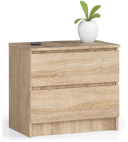 Comodino AKORD K60 Sonoma Quercia 60 cm 2 cassetti 60x40x55 cm