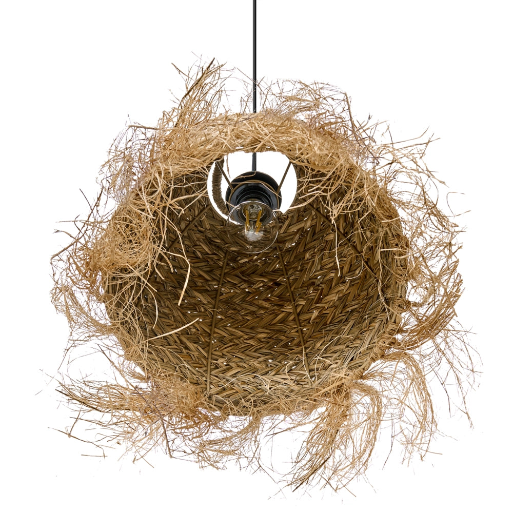Lampada a sospensione Paralume naturale in seagrass con frange Lampadario in stile boho intrecciata a mano Illuminazione