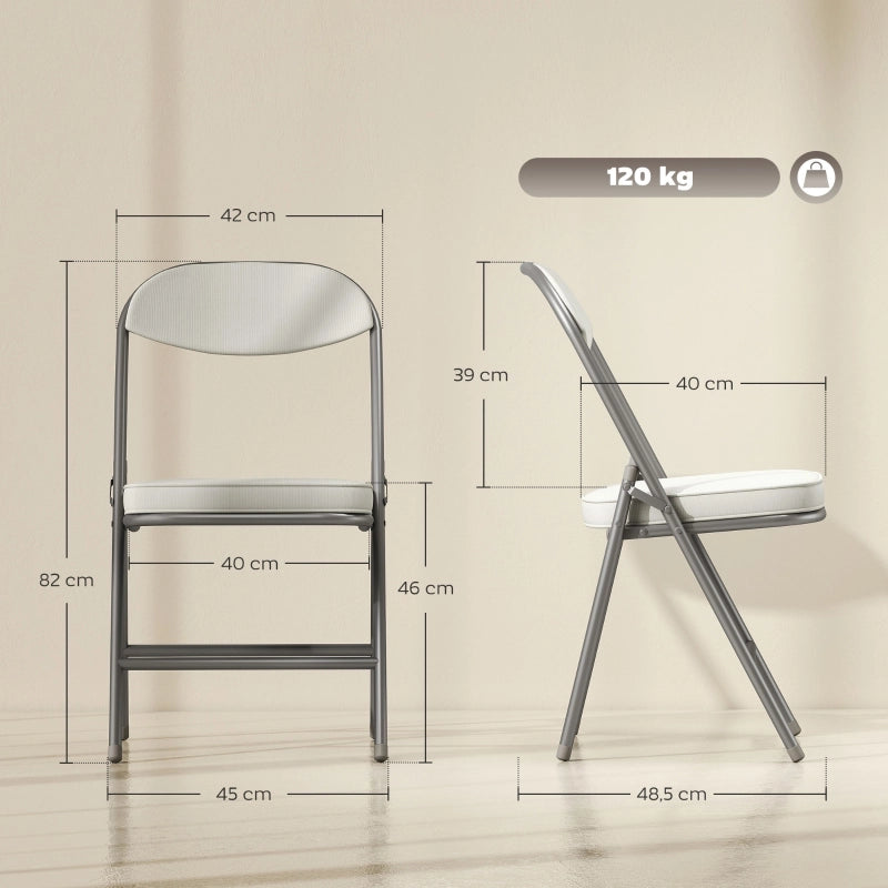 SEDIA Pieghevole Imbottita Set da 4 pezzi 45x48,5x82 cm Crema
