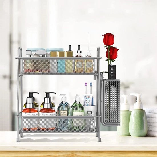 Organizzatore per spezie da contorno, Organizzatore per spezie da riporre, Tavolo da cucina organizzatore con cassetto laterale (grigio)