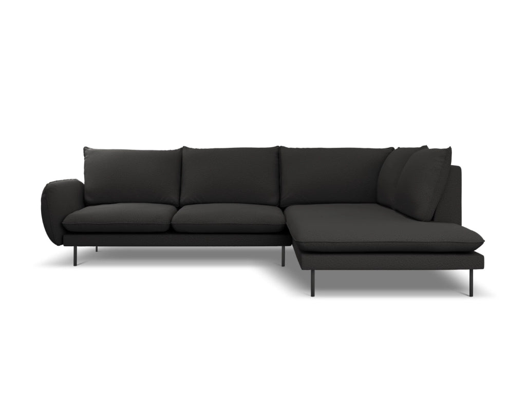 Cosmopolitan Design - Divano angolare destro "Vienna" 6 posti in bouclé nero 
