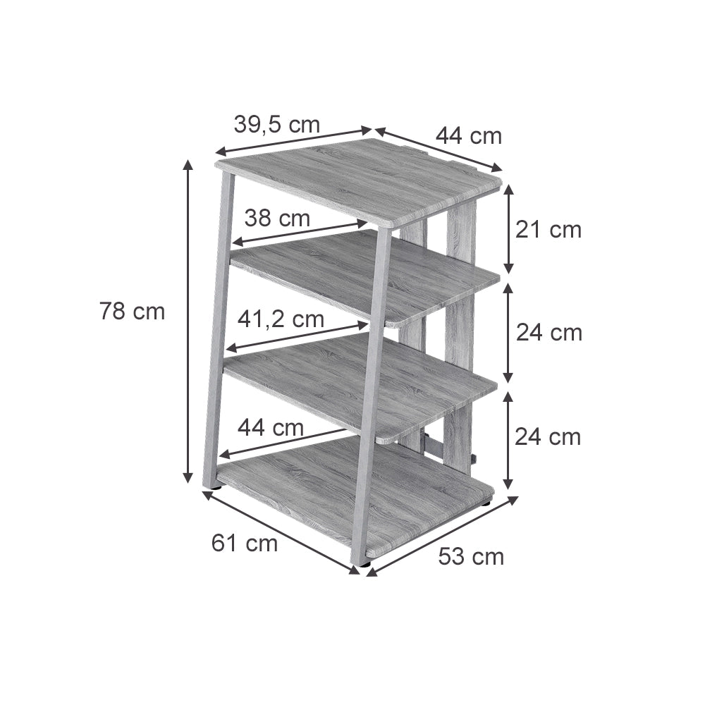 Vicco Ripiano portaoggetti Grigio 61 x 78 cm 4 ripiani aperti