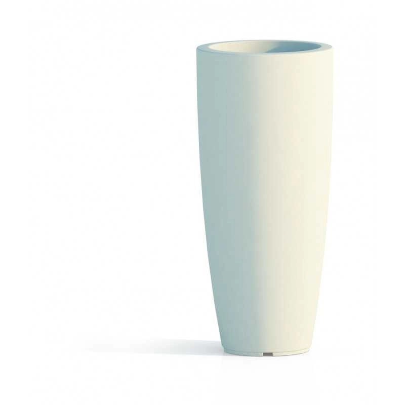 Vaso alto moderno di design Ø33 H70 in polimero bianco resistente per interno ed esterno - Made in Italy - Monacis