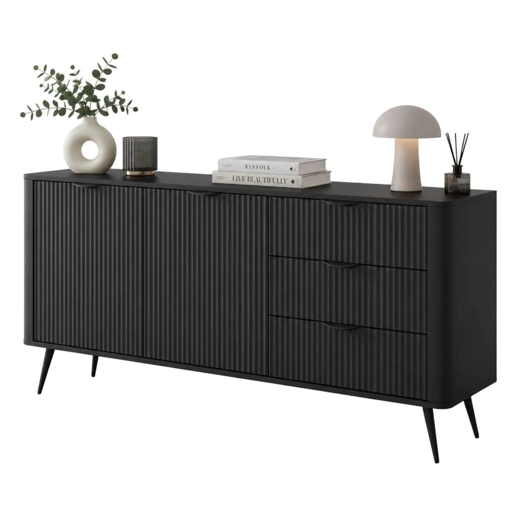Madia Halilala, Credenza 3 Cassetti, 163x38x81h cm Nero
