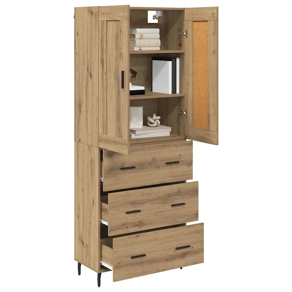 Credenza 2 pz-Set di 2 Buffet-Armadio da cucina Rovere artigianale Legno Stratificato e Vetro 461436