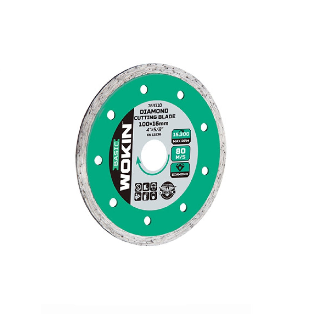 Disco diamantato a corona liscia 7633 WOKIN per taglio a umido diverse misure mm 230x22,2 H.mm 2,4