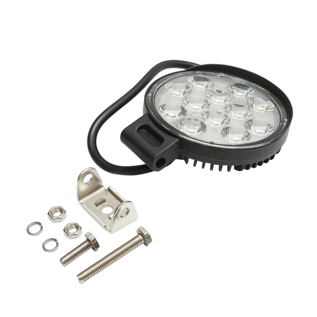 Faretto LED rotondo 12-60V, 36W, corpo in alluminio 110x110x40mm