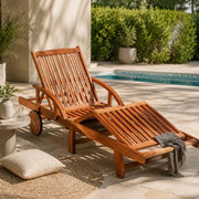 Sun Lounger Made Of Solid Acacia Wood