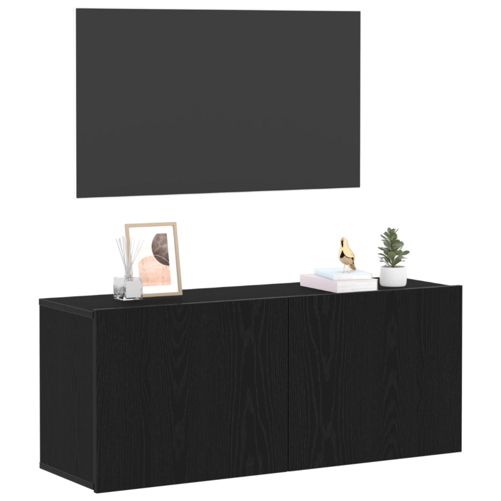 Mobile TV Nero Rovere 100x30x41 cm Legno ingegnerizzato